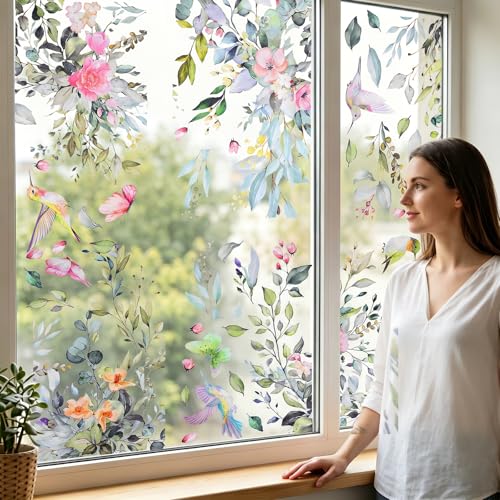 Reusable Floral Window Clings - 6 Sheets Summer Decor