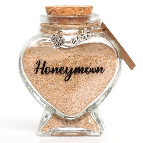 SEEBERY Honeymoon Sand Keepsake Jar - Silver Made with Love Wedding Gift