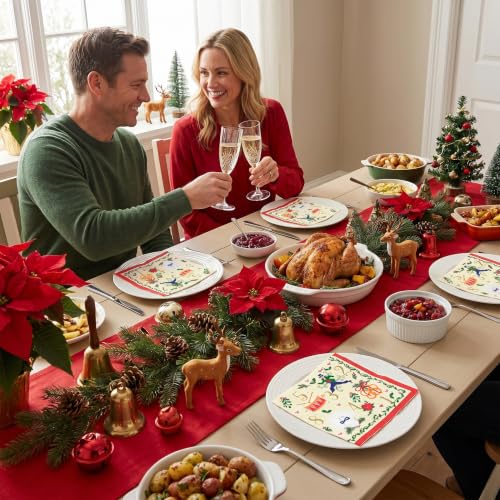 Christmas Paper Napkins 50Pcs - Countdown 12th Day 3-Ply Holiday Table Decor