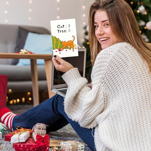 Funny Christmas Cat Card for Cat Lovers - 8 x 5.3 in Greeting Card