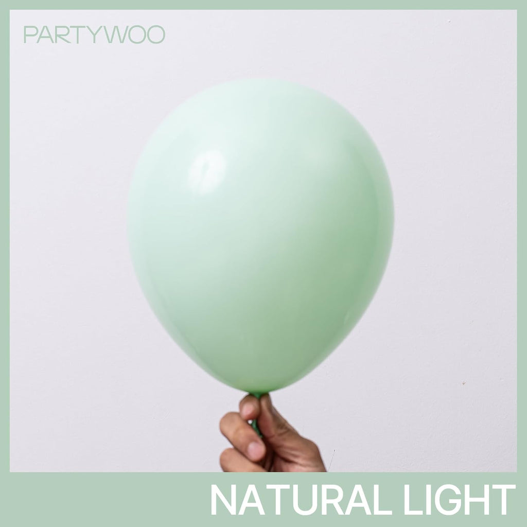 PartyWoo Light Green Balloon Arch Kit - 127pcs in Mint Pastel Sizes for Baby Showers & Birthdays