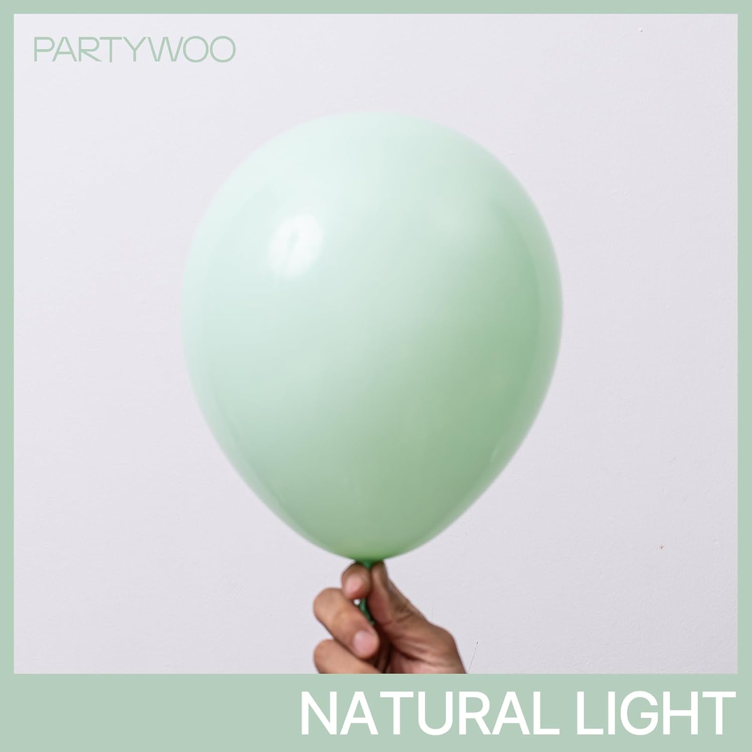 PartyWoo Light Green Balloon Arch Kit - 127pcs in Mint Pastel Sizes for Baby Showers & Birthdays