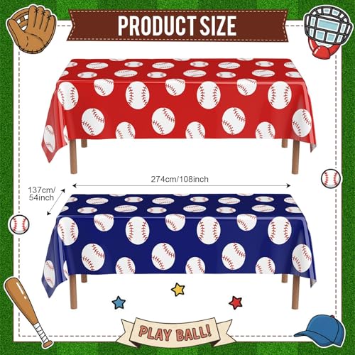 Tenceur Baseball Tablecloths, 2 Pcs Rookie of The Year Party Supplies