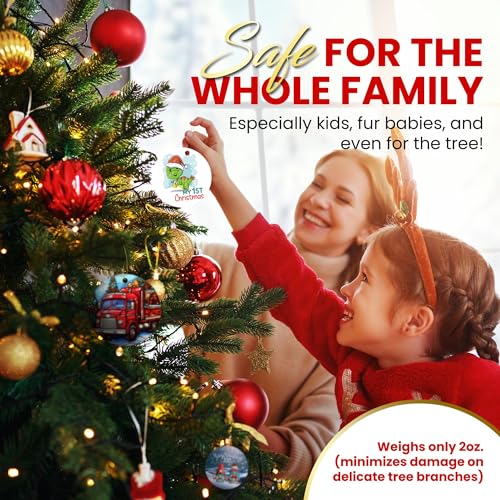 Christmas Ornament 3 Inch PVC Decor for Xmas Tree - Cute Dinosaur with Presents