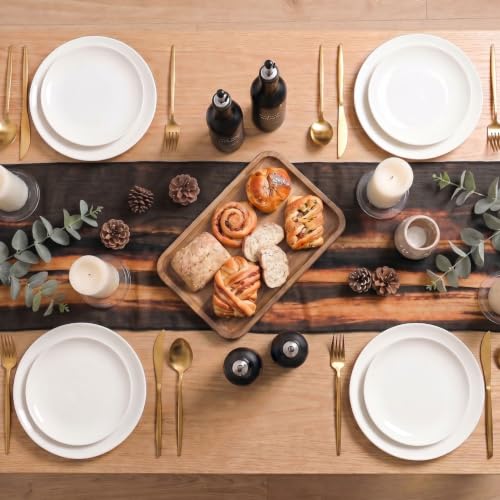 28 x 120 Inch Caramel Boho Fall Chiffon Table Runner for Dining & Holiday Decor