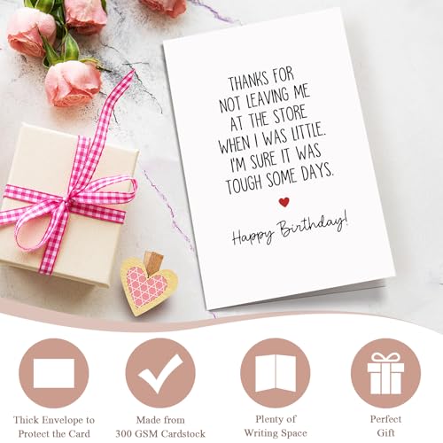 Funny Sarcastic Birthday Card for Mom - 'Not Leaving Me' Design (265)
