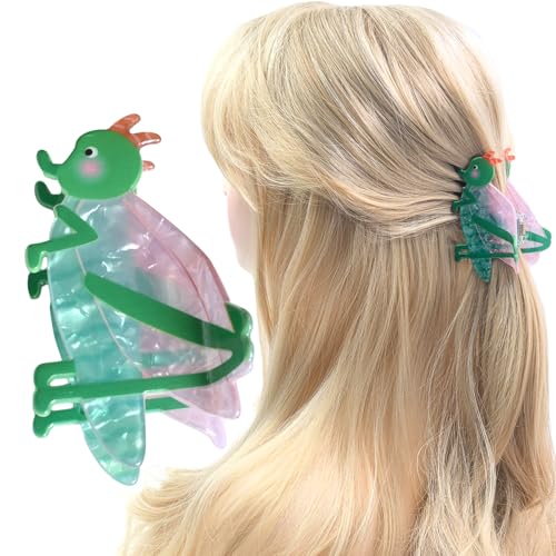 Green Grasshopper Design Hair Claws Non Slip 3" Thinning Clips Cute