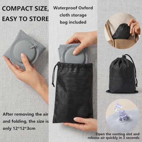 Inflatable Camping Pillow with Neck Support & Eye Mask - Portable Travel Comfort