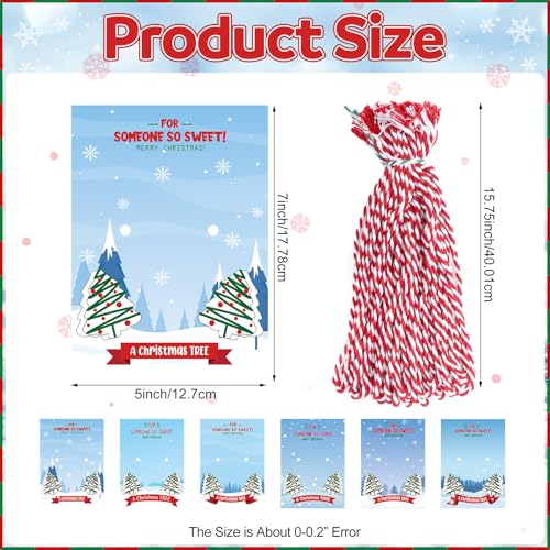 Fullhawl 36 Pcs Christmas Tree Cake Gift Tags with String Winter Holiday Treat Bag Tags