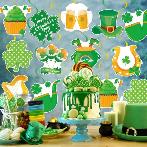 St. Patrick's Day Hanging Swirl Decorations - 40 Pcs Irish Shamrock Party Streamers