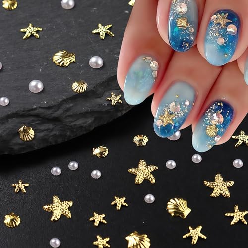 Starfish Nail Charms 3D Beach Seashell Rhinestones 300Pcs