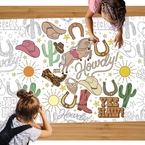 Western Coloring Tablecloth for Kids Parties | 54x108 in