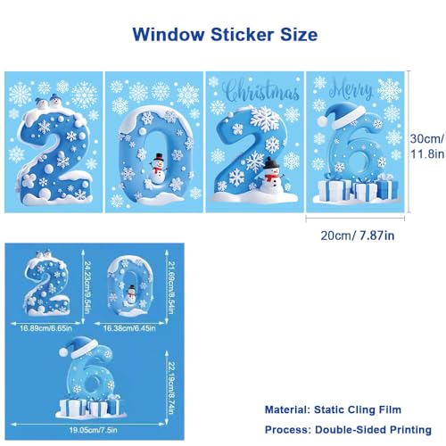 2026 Style1 Christmas Window Decals Snowman Snowflakes Holiday Stickers for New Year Shop Display