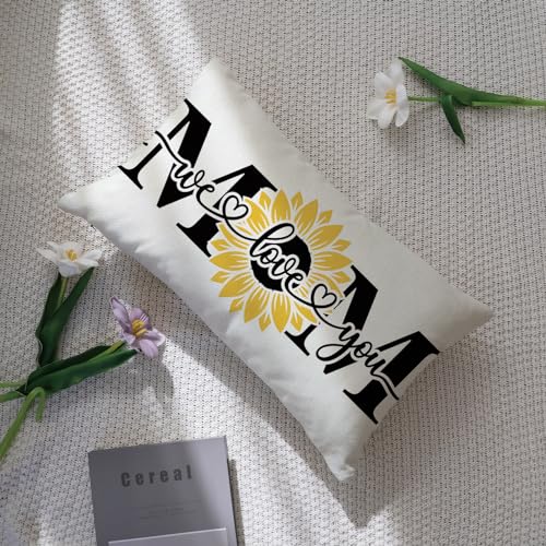 Mother's Day Sunflower Lumbar Pillow Cover 12x20 Inch Decorative Cushion
