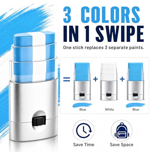 BADCOLOR Blue White Blue Face and Body Paint Stick Sports Makeup