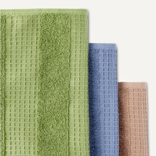 Amazon Basics Organic Cotton Waffle Dish Cloths - 6-Pack, 12x12 in, Ultra Absorbent & Lint-Free