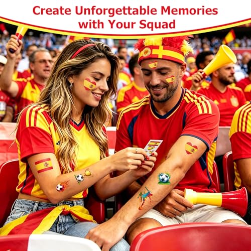 Spain World Cup 2026 Temporary Tattoos 10Pcs Waterproof Face Body Stickers