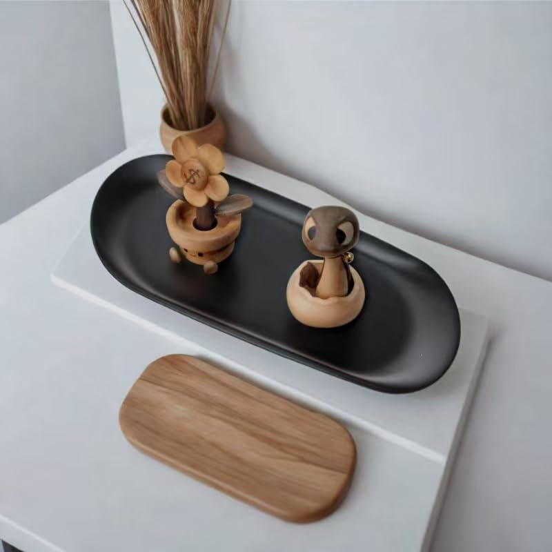 2-Pack Black Decorative Tray for Jewelry & Perfume - 9 x 3.7 in (2BLACK-Tray-XL)