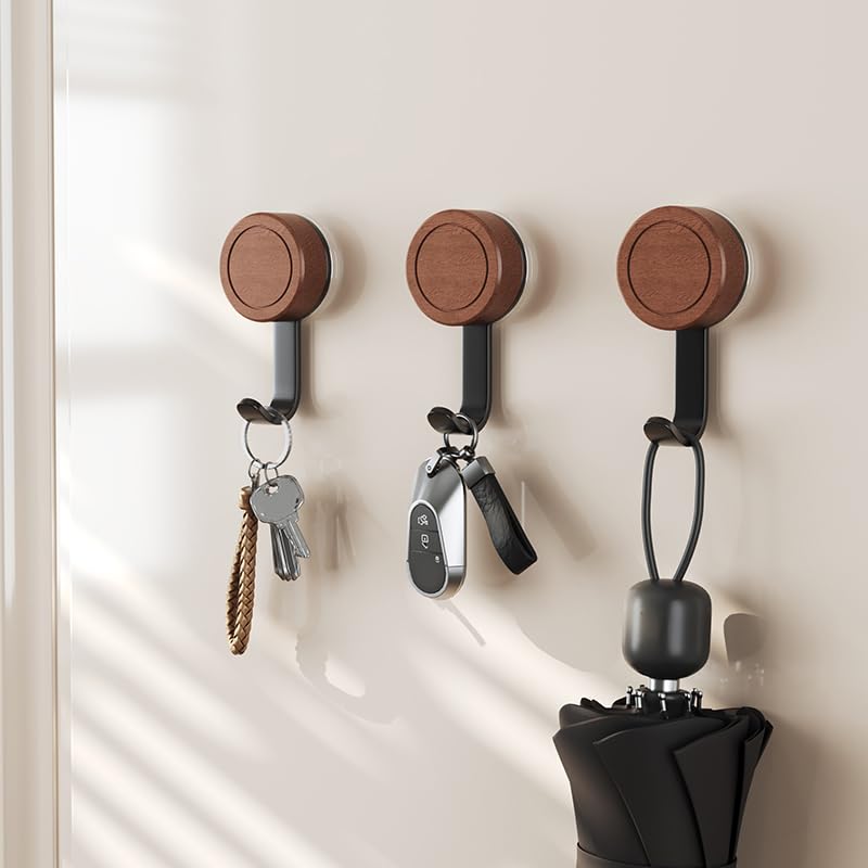 Airooglee Walnut & Stainless Steel Soap Dish, Suction Cup Shower Holder