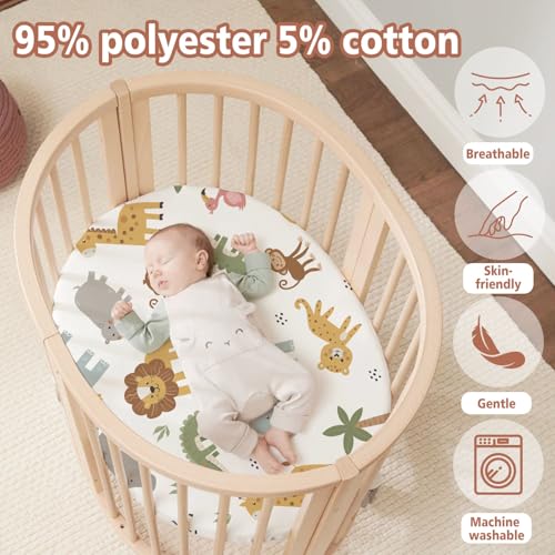 Animal Theme Baby Bassinet Sheet - Soft Fitted 32x16 Inch