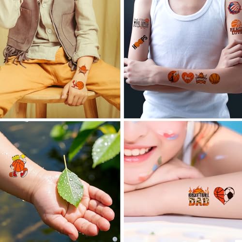 Basketball Temporary Tattoos - Waterproof Sports Party Favors 100 Sheets