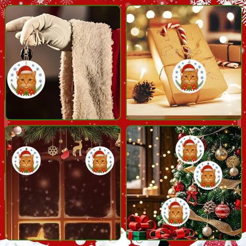 Ziyutam Ceramic Cat Christmas Ornament Funny Holiday Tree Hanging Decor
