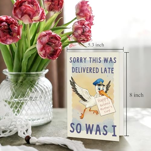 Funny Belated Mother's Day Card - Humorous Greeting for Mom, Wife, Grandma