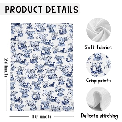 Chinoiserie Dachshund Kitchen Towels | 16x24 Decorative Hand Towels