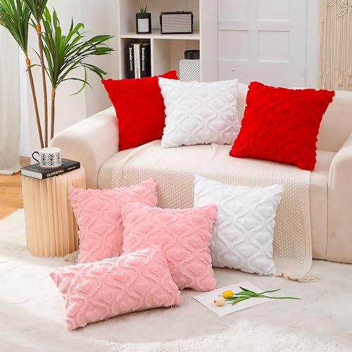 All Smiles Pink Heart Valentine's Day Throw Pillow Covers, 18x18, Set of 2