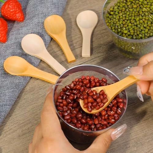 Mini Wooden Spoons Set of 10 - Natural Wood for Jams, Spices & More