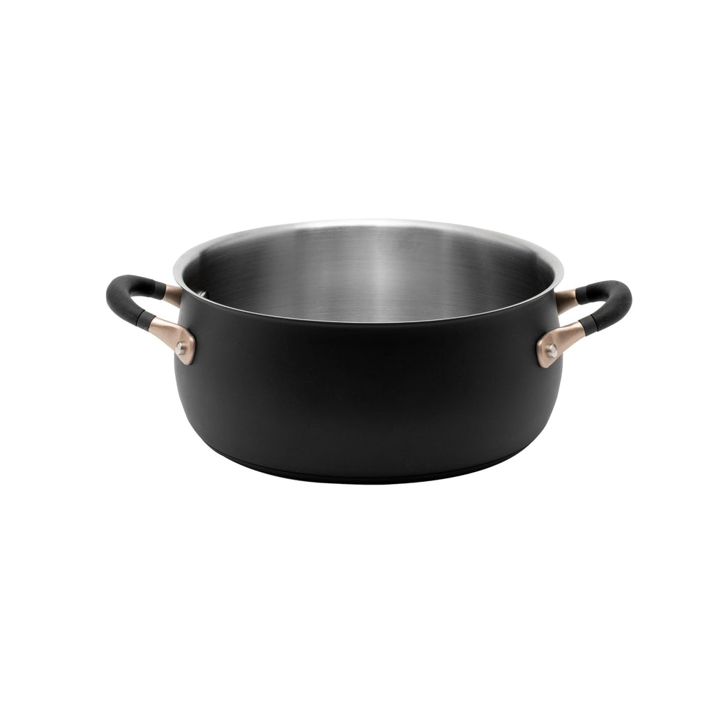 Meyer Stainless Steel Dutch Oven | 5 Quart Stockpot | Induction Pot | Casserole Pot | Dishwasher Safe | Oven Safe | Matte Black with Silicone Handles | Accent Series Cookware | 24cm / 4.7L / 5qt