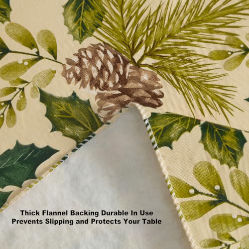 Christmas Vinyl Tablecloth 60 x 120 Inch Rectangular Holiday Decor with Flannel Backing