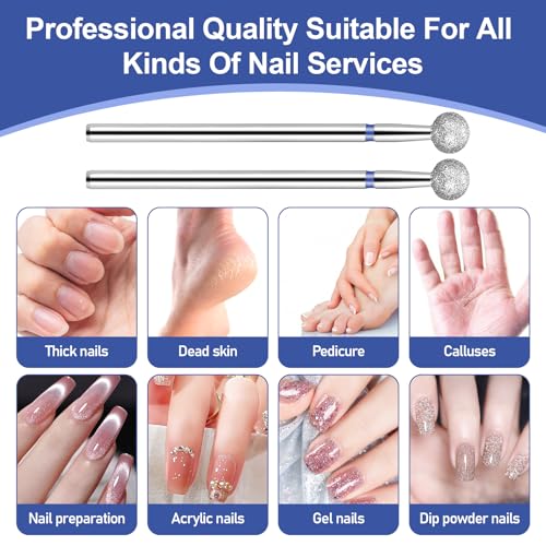 Exircy 10-Piece 5mm Safety Ball Cuticle Drill Bits - 3/32" Diamond Nail File Bits for Salon Manicure