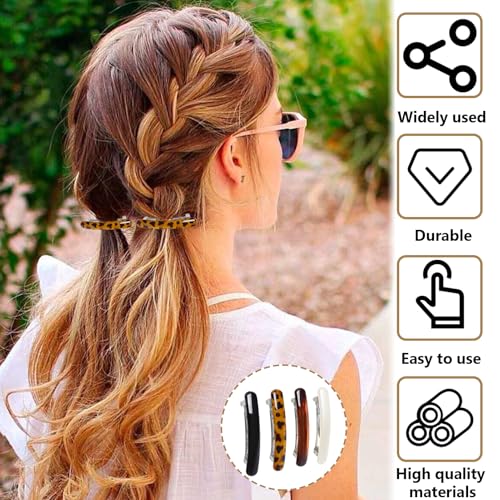 Nouiseuns Tortoise Shell Hair Barrettes 4-Pack French Hair Clips for Women