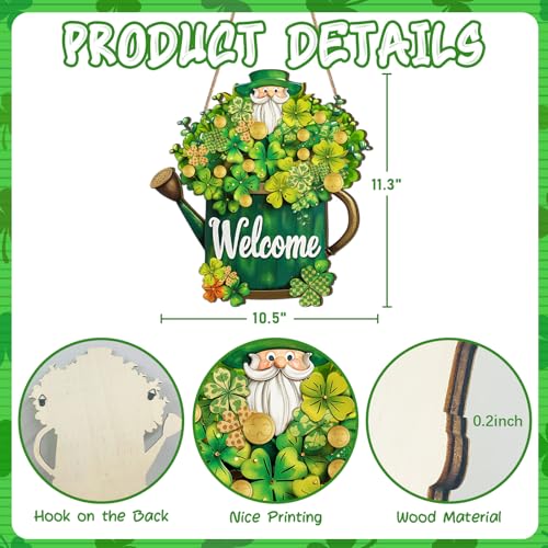 St. Patrick's Day Wooden Welcome Sign for Front Door Decor