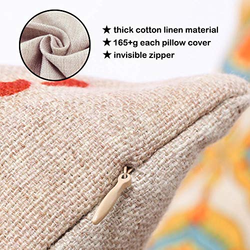 Hello Fall Decorative Throw Pillow Cover, 18x18 Cotton Linen (Multi 4)