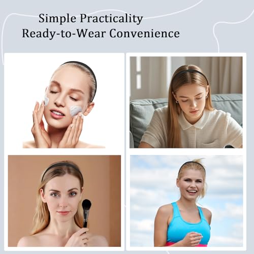Black Satin Headbands for Women 20PCS - 1 Inch Thin Hair Bands for DIY Crafts