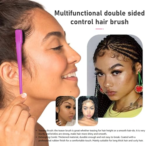 Soft 'N Style Double Sided Edge Control Hair Brush Comb 4 Pack