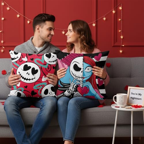 The Nightmare Before Christmas Valentine's Day Pillow Covers - 18x18 Plush Set of 2
