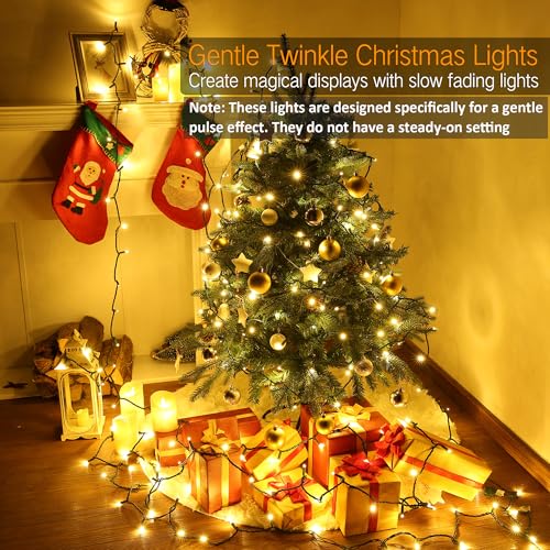 Brizled 5MM Warm White Twinkle Christmas String Lights - Connectable 100 LED
