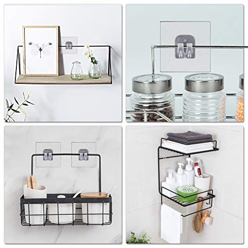 YeeBeny Transparent Corner Shower Caddy Adhesive Hooks 4 Pack for Bathroom