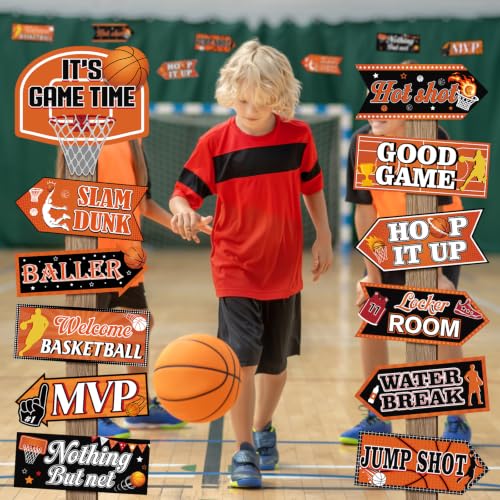 24 Basketball Party Directional Signs - Kids & Adults Decor