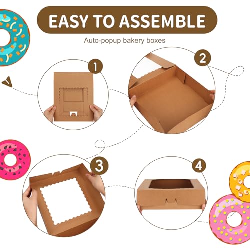 Moretoes 5-Pack 10x10x2.5 Inch Bakery Boxes with Window
