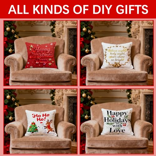 Christmas Pillow Covers - 4 Pack DIY Sublimation Blank Cushion Cases 16x16