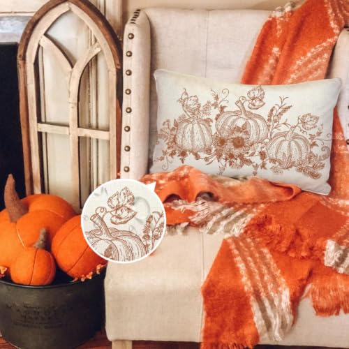 RABUSOFA 12x20 Waterproof Fall Pumpkin Pillow Cover, Orange Outdoor Decor