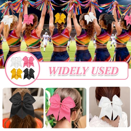 TUUXI 8 Inch Large Cheerleading Bows 4 Pcs Grosgrain Ribbon Hair Ties
