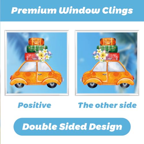 Hianjoo Summer Window Clings - 4 Large Double-Sided Tropical Stickers