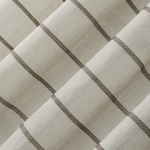 Mocha Linen Twill Stripe Sheer Valance, 52" x 14" - Anti-Dust & Pet Friendly