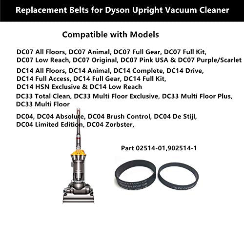 Dyson Vacuum Cleaner Replacement Belts - Compatible with DC04, DC07, DC14, DC33 (2 Sets)