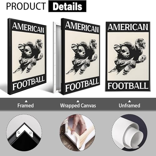Vintage American Football Canvas Poster - Black & White Wall Art
